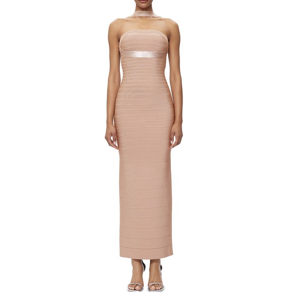 Hervé Léger - Bruna Reverse Halter Gown - Picture 2 of 7